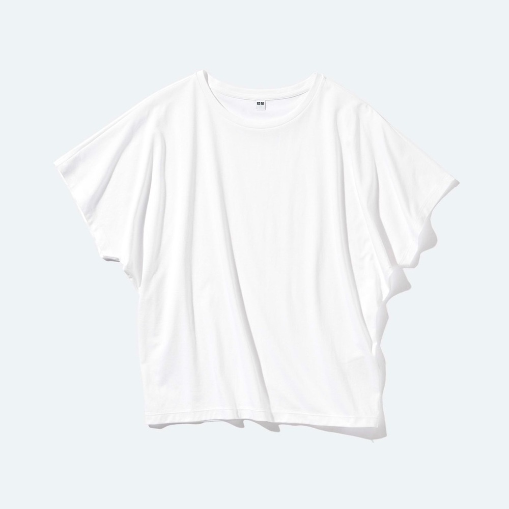 Uniqlo Airism Drape T-Shirt, Short Sleeve Top, White, XS - Picture 2 of 16